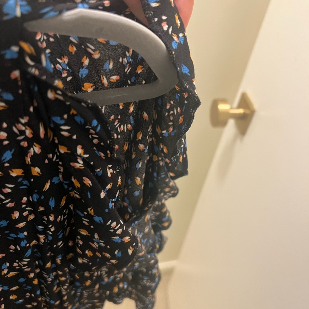 Olivaceous Black Patterned Ruffled Mini Dress - image 7